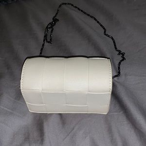 Woven pattern flap over with snap closure Clutch w/ shoulder strap